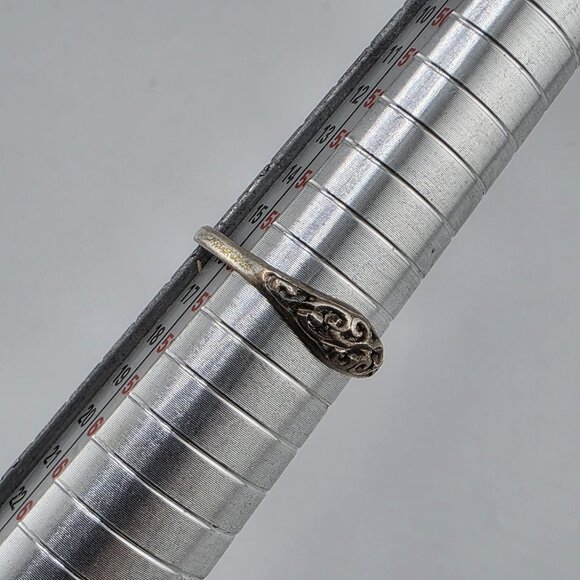 925 Sterling Silver Ring Filigree Dainty Band Size 7.5 Boho Jewelry Stackable - Picture 2 of 7